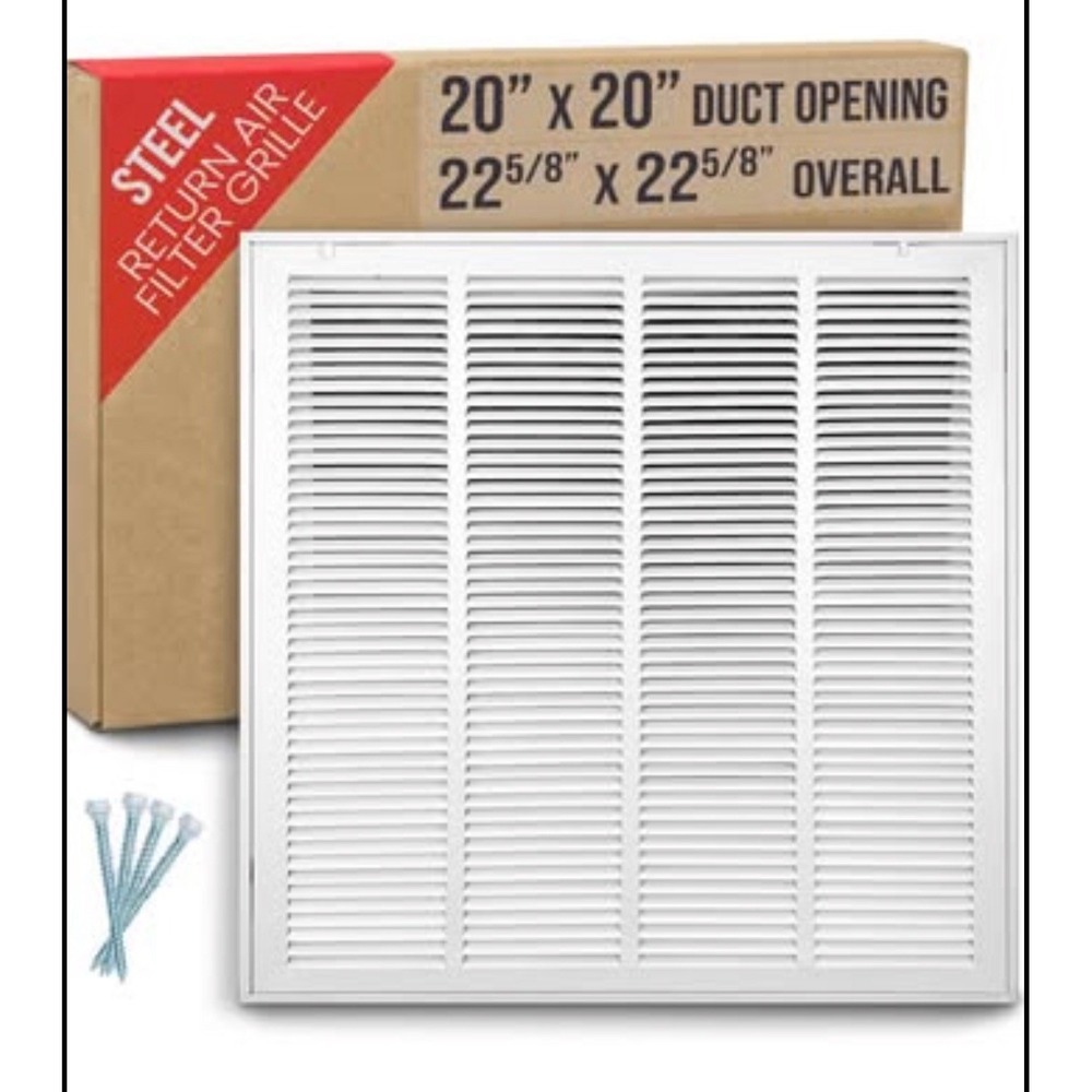 120x20 HVAC Return Air Filter Grille – Steel Vent Cover with Removable Face